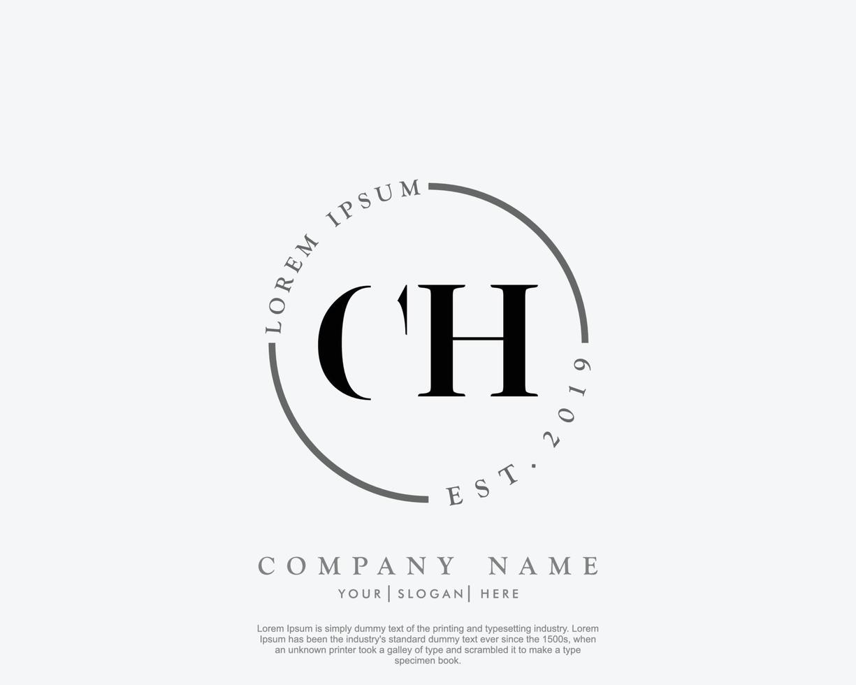 Initial CH Feminine logo beauty monogram and elegant logo design, handwriting logo of initial signature, wedding, fashion, floral and botanical with creative template vector
