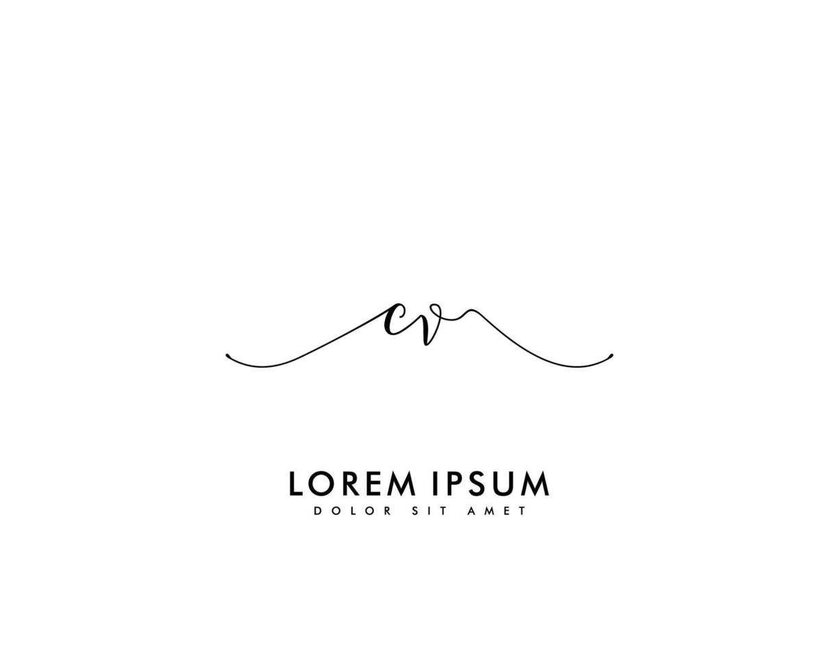 Initial CV Feminine logo beauty monogram and elegant logo design, handwriting logo of initial signature, wedding, fashion, floral and botanical with creative template vector