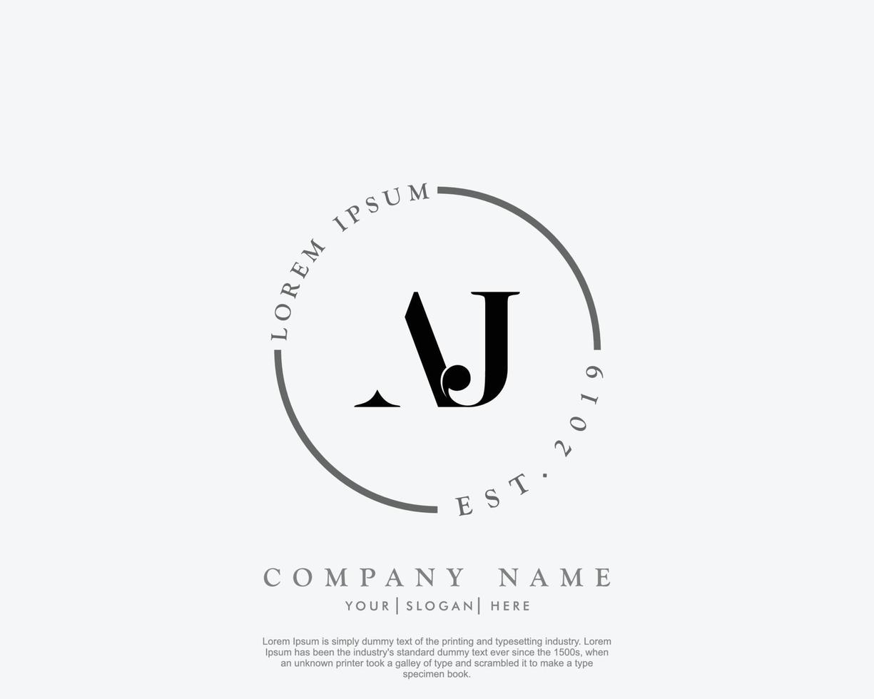 Initial letter AJ Feminine logo beauty monogram and elegant logo design, handwriting logo of initial signature, wedding, fashion, floral and botanical with creative template vector