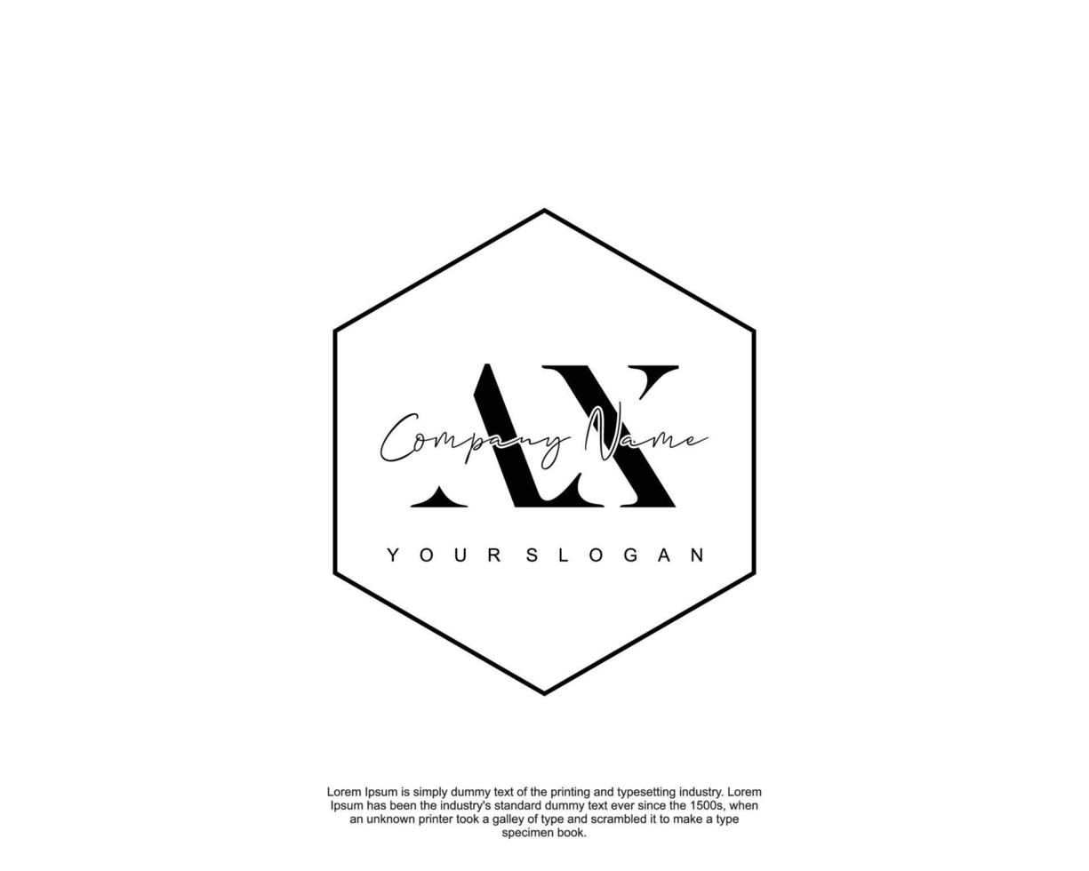 Initial letter AX Feminine logo beauty monogram and elegant logo design, handwriting logo of initial signature, wedding, fashion, floral and botanical with creative template vector