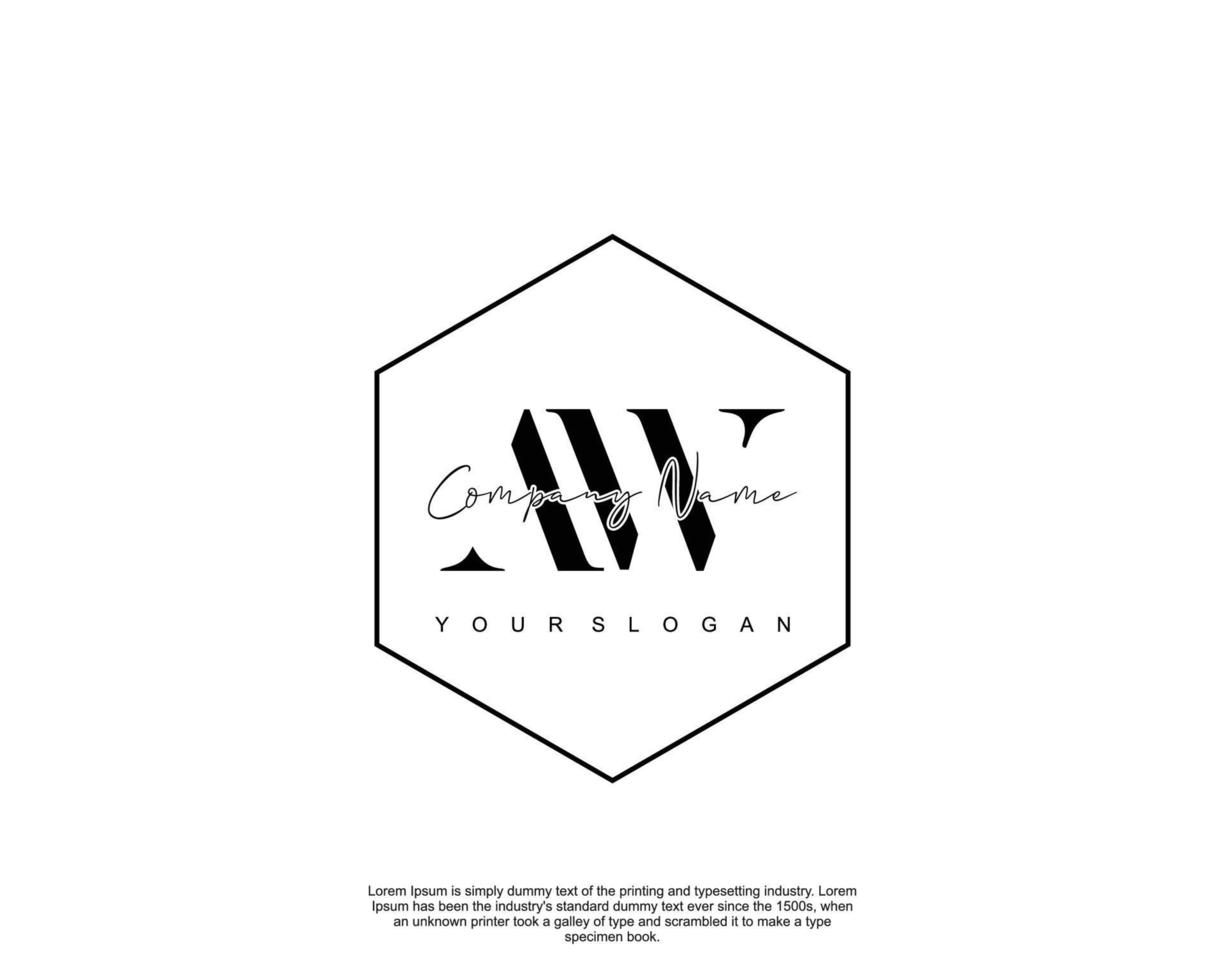 Initial letter AW Feminine logo beauty monogram and elegant logo design, handwriting logo of initial signature, wedding, fashion, floral and botanical with creative template vector