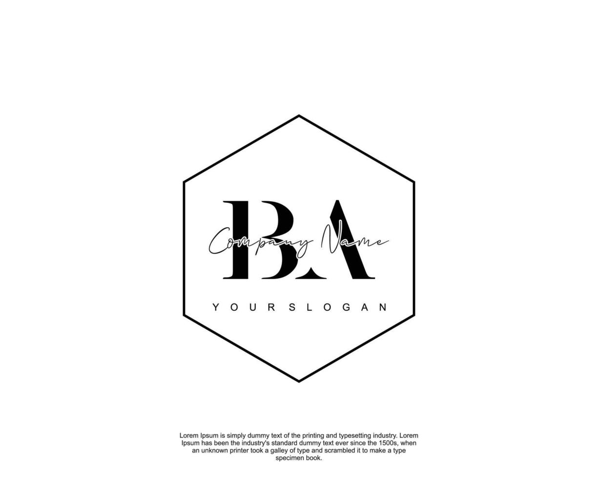 Initial BA Feminine logo beauty monogram and elegant logo design, handwriting logo of initial signature, wedding, fashion, floral and botanical with creative template vector