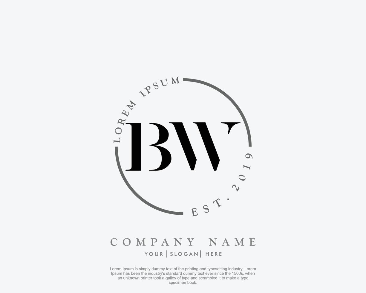 monograma de belleza de logotipo femenino bw inicial y diseño de logotipo elegante, logotipo de escritura a mano de firma inicial, boda, moda, floral y botánica con plantilla creativa vector