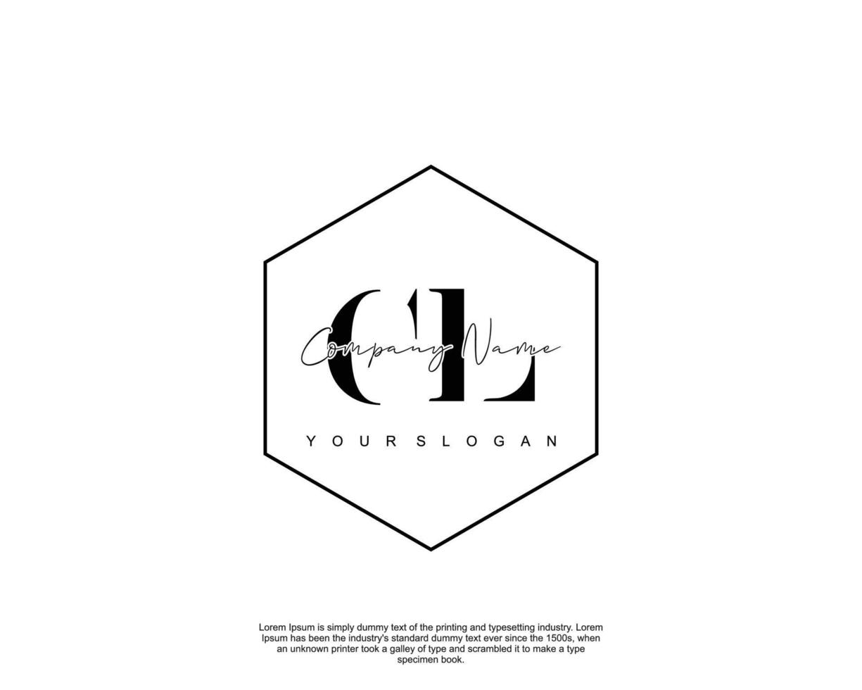 Initial CL Feminine logo beauty monogram and elegant logo design, handwriting logo of initial signature, wedding, fashion, floral and botanical with creative template vector