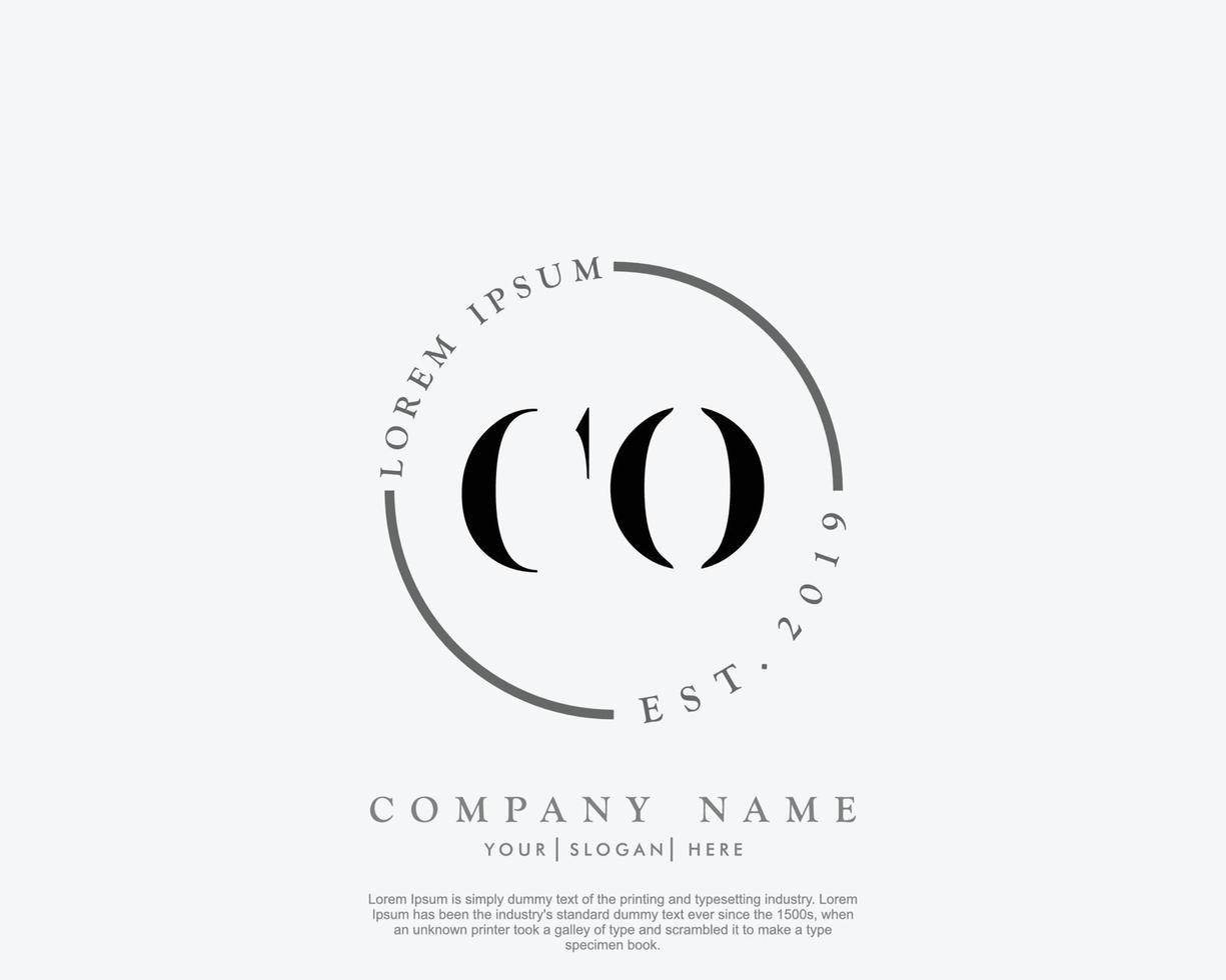 Initial CO Feminine logo beauty monogram and elegant logo design, handwriting logo of initial signature, wedding, fashion, floral and botanical with creative template vector