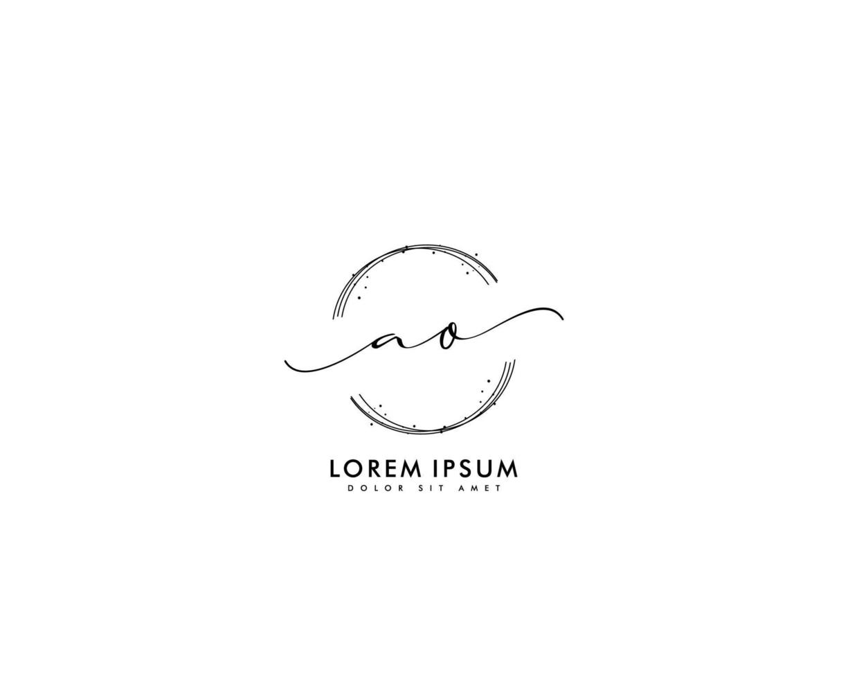 letra inicial ao logotipo femenino monograma de belleza y diseño de logotipo elegante, logotipo de escritura a mano de firma inicial, boda, moda, floral y botánica con plantilla creativa vector