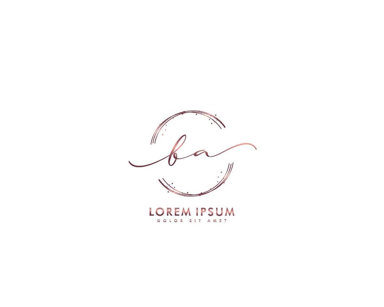 Initial BA Feminine logo beauty monogram and elegant logo design, handwriting logo of initial signature, wedding, fashion, floral and botanical with creative template vector