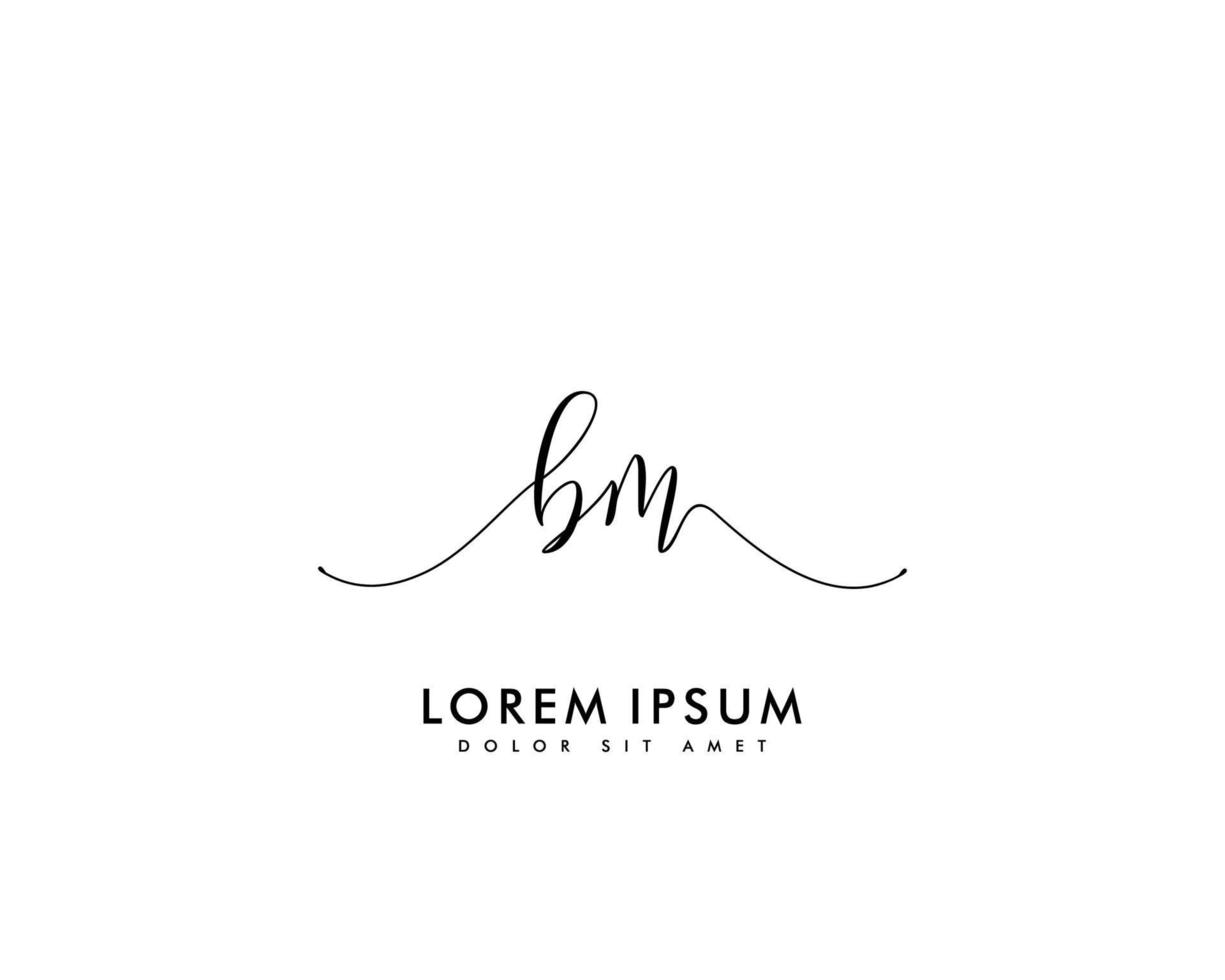 Initial BM Feminine logo beauty monogram and elegant logo design, handwriting logo of initial signature, wedding, fashion, floral and botanical with creative template vector