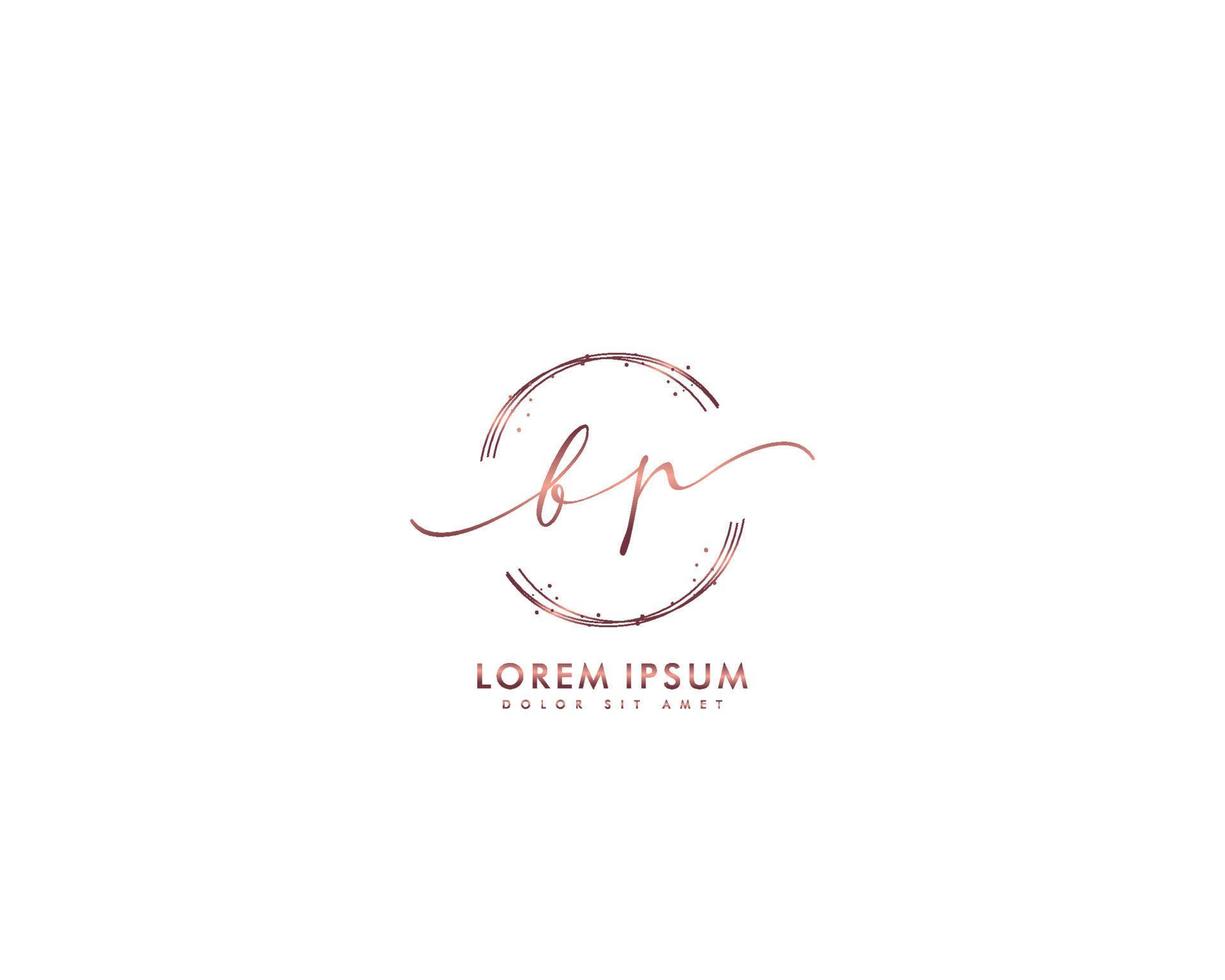 Initial BP Feminine logo beauty monogram and elegant logo design, handwriting logo of initial signature, wedding, fashion, floral and botanical with creative template vector