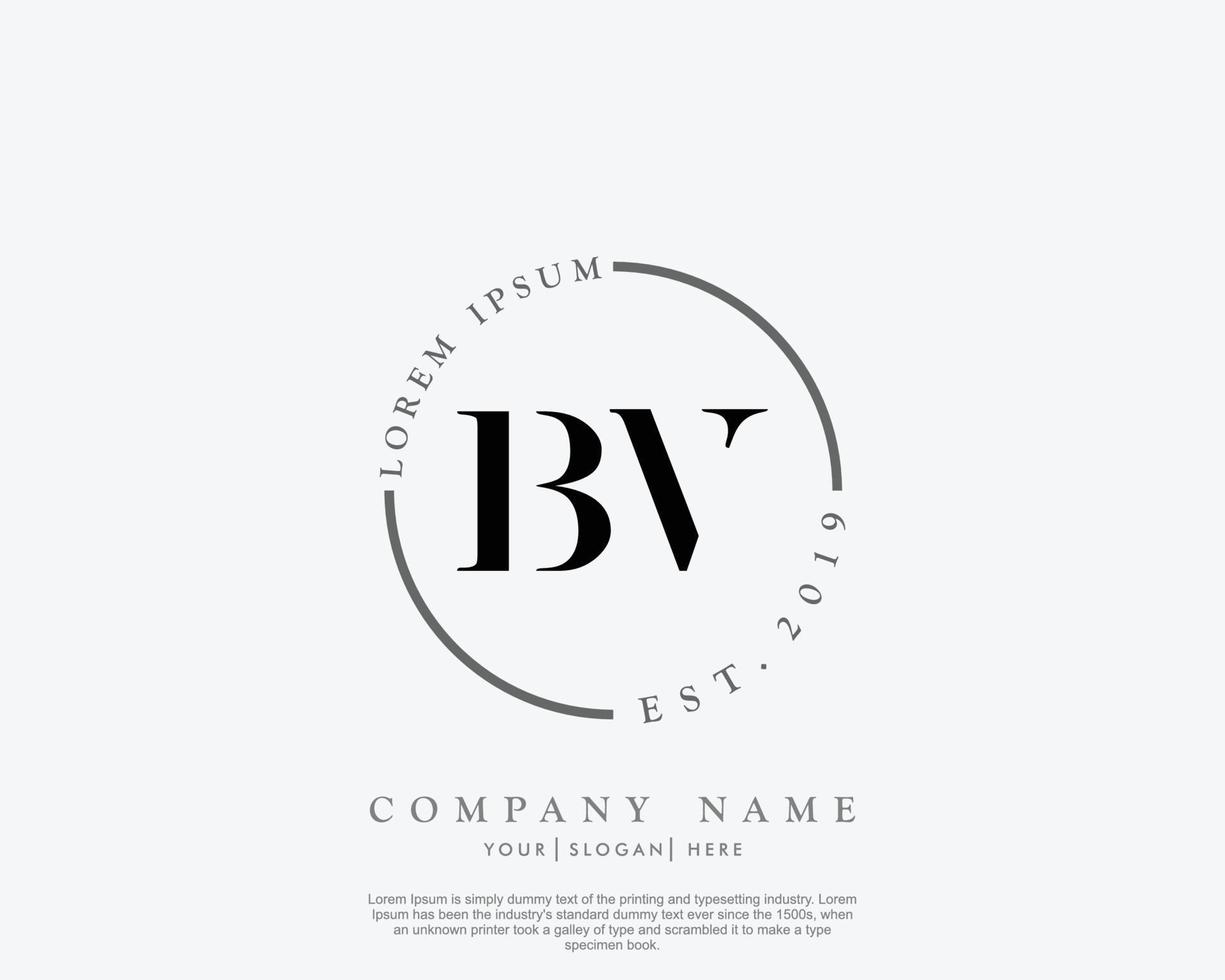 monograma de belleza de logotipo femenino bv inicial y diseño de logotipo elegante, logotipo de escritura a mano de firma inicial, boda, moda, floral y botánica con plantilla creativa vector