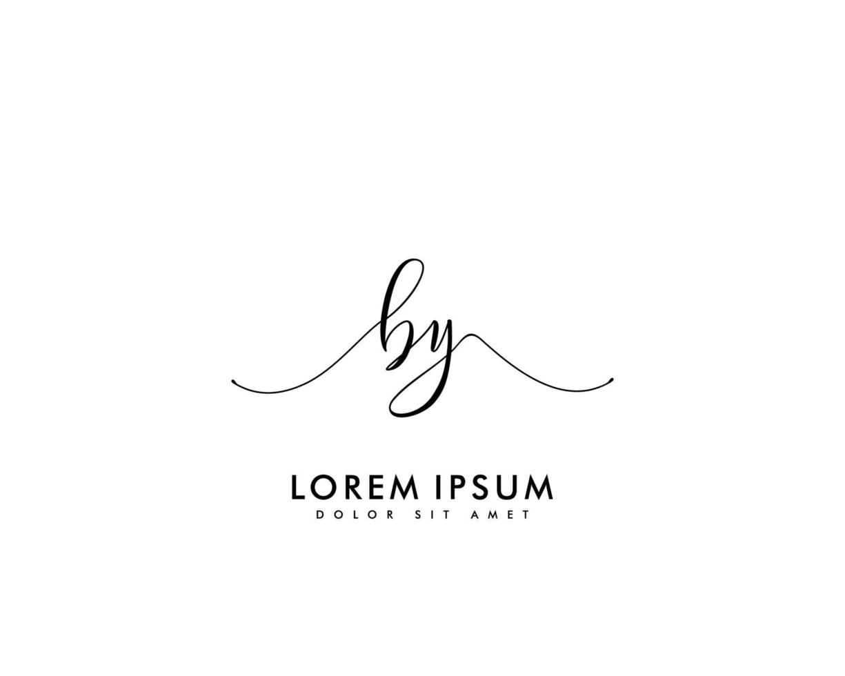 Initial BY Feminine logo beauty monogram and elegant logo design, handwriting logo of initial signature, wedding, fashion, floral and botanical with creative template vector