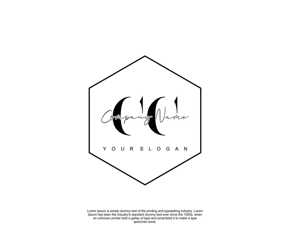 Initial CC Feminine logo beauty monogram and elegant logo design, handwriting logo of initial signature, wedding, fashion, floral and botanical with creative template vector
