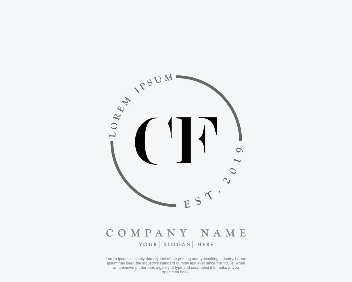 Initial CF Feminine logo beauty monogram and elegant logo design, handwriting logo of initial signature, wedding, fashion, floral and botanical with creative template vector