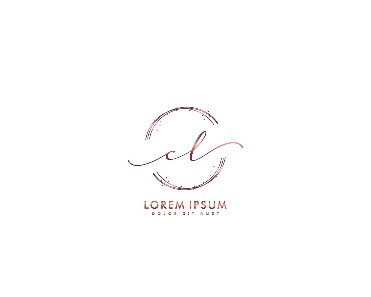 Initial CL Feminine logo beauty monogram and elegant logo design, handwriting logo of initial signature, wedding, fashion, floral and botanical with creative template vector