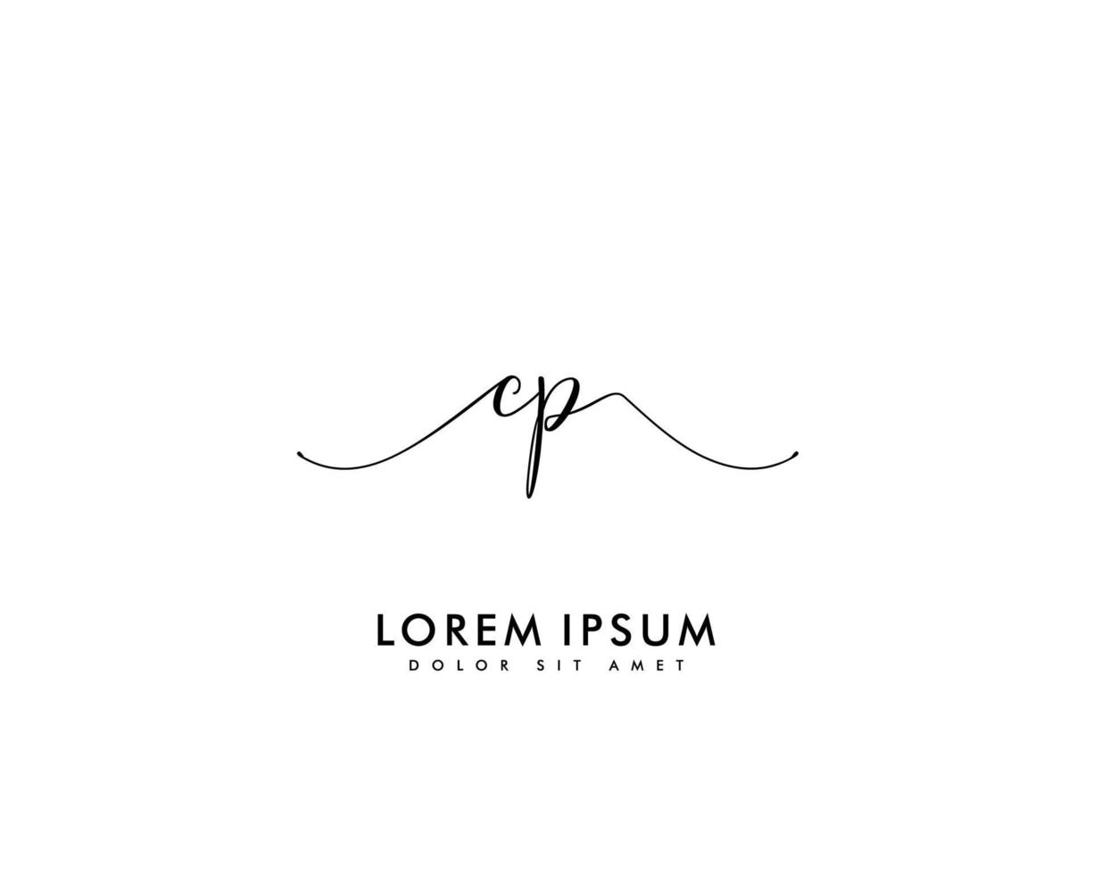Initial CP Feminine logo beauty monogram and elegant logo design, handwriting logo of initial signature, wedding, fashion, floral and botanical with creative template vector