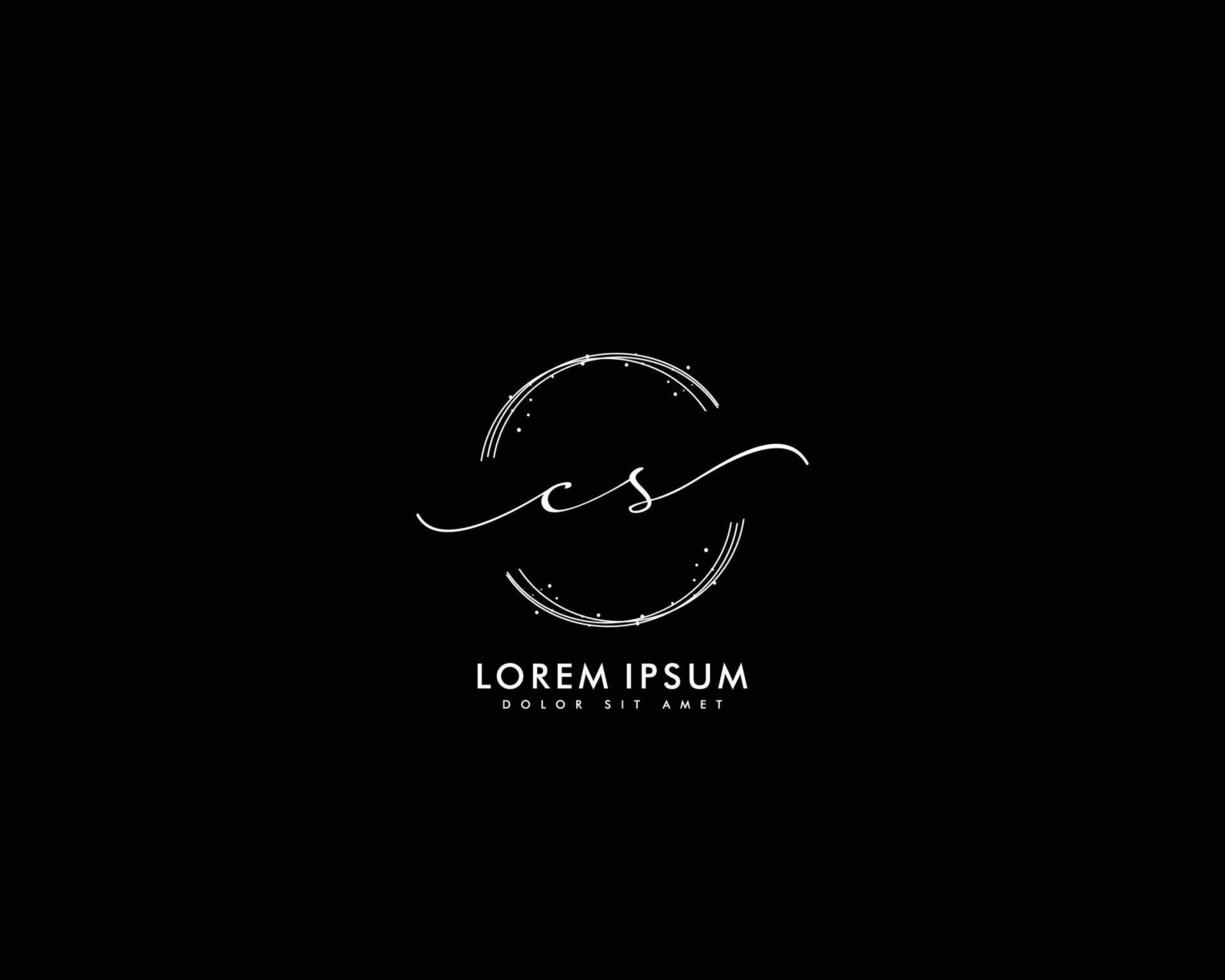 Initial CS Feminine logo beauty monogram and elegant logo design, handwriting logo of initial signature, wedding, fashion, floral and botanical with creative template vector