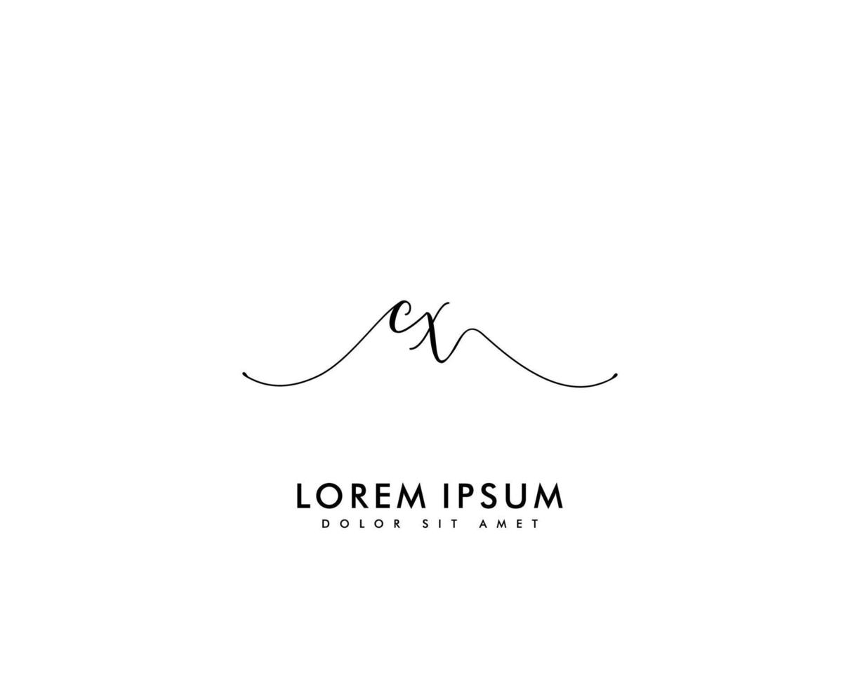 Initial CX Feminine logo beauty monogram and elegant logo design, handwriting logo of initial signature, wedding, fashion, floral and botanical with creative template vector