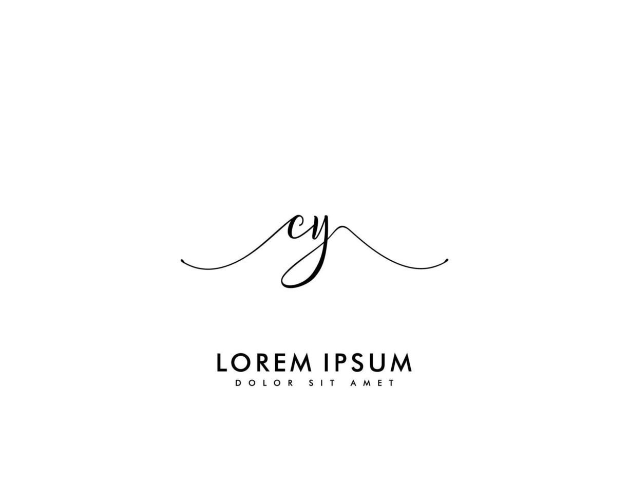 Initial CY Feminine logo beauty monogram and elegant logo design, handwriting logo of initial signature, wedding, fashion, floral and botanical with creative template vector