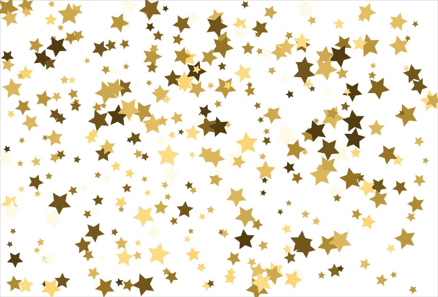 estrellas doradas que caen al azar sobre fondo blanco. patrón brillante para pancarta, tarjeta de felicitación, tarjeta de navidad y año nuevo, invitación, postal, embalaje de papel vector