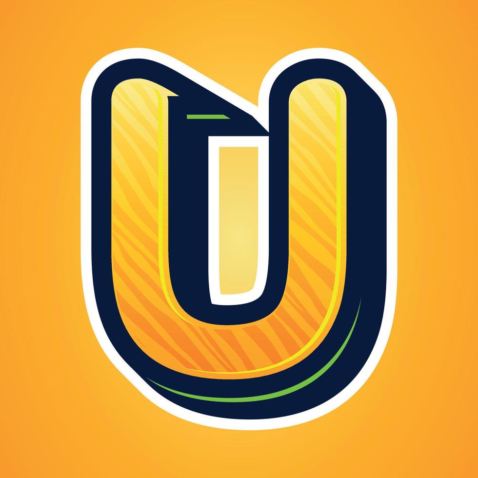 3d illustration of letter u vector