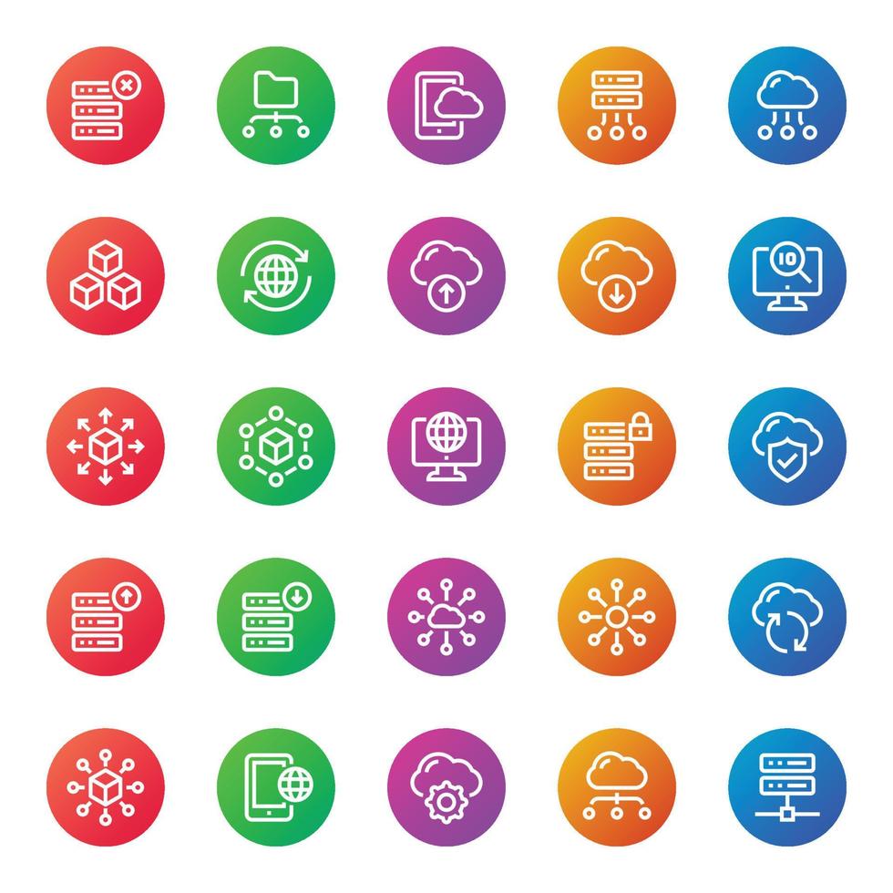 iconos de contorno de insignia para big data. vector