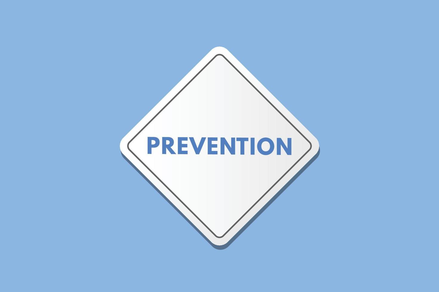 prevention text Button. prevention Sign Icon Label Sticker Web Buttons vector