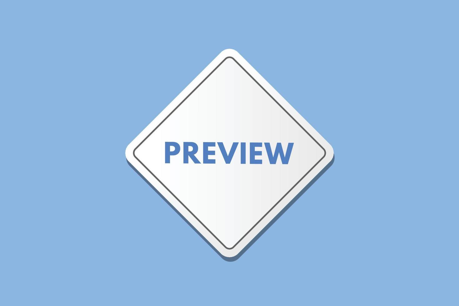 preview text Button. preview Sign Icon Label Sticker Web Buttons vector