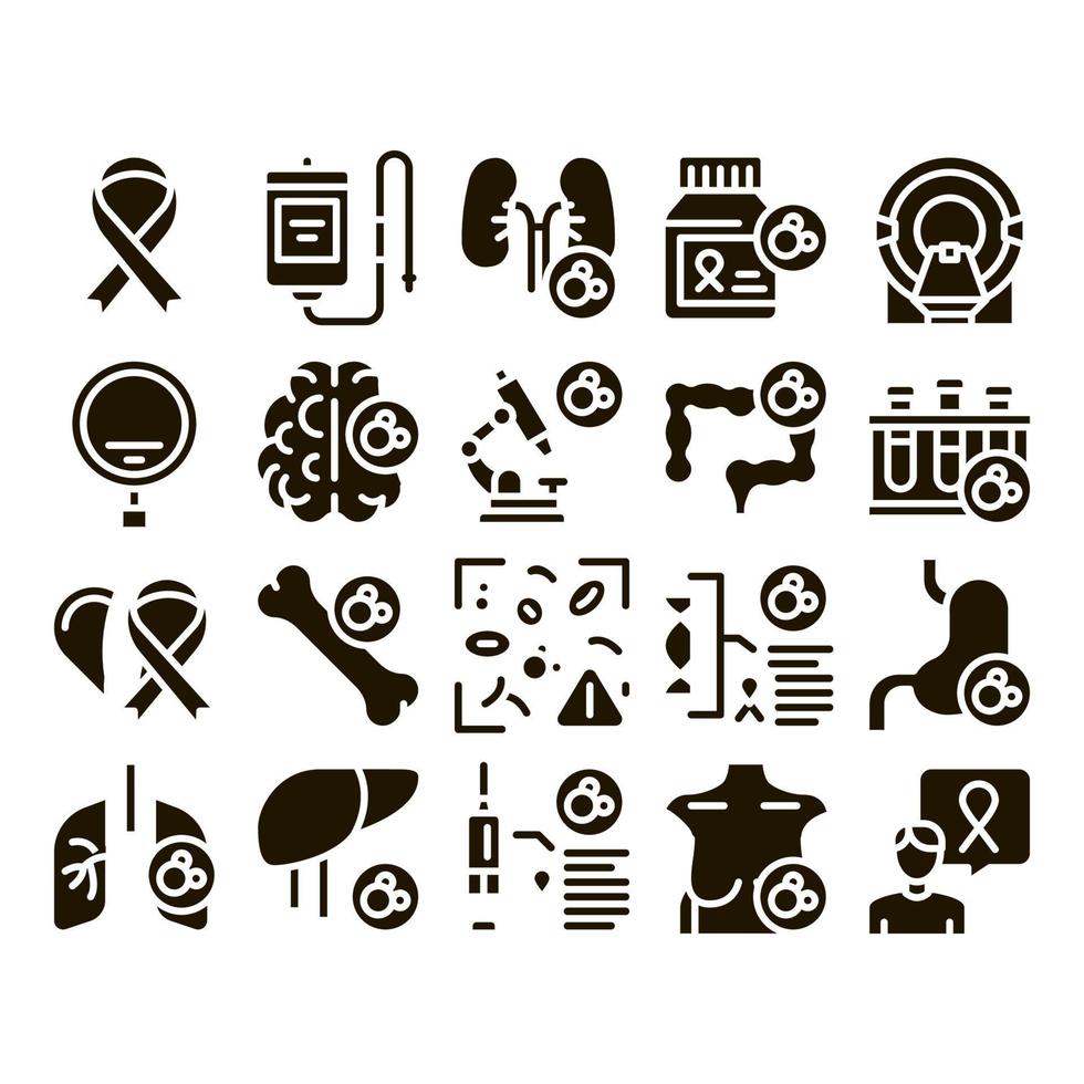 Cancer Human Disease Glyph Set Vector