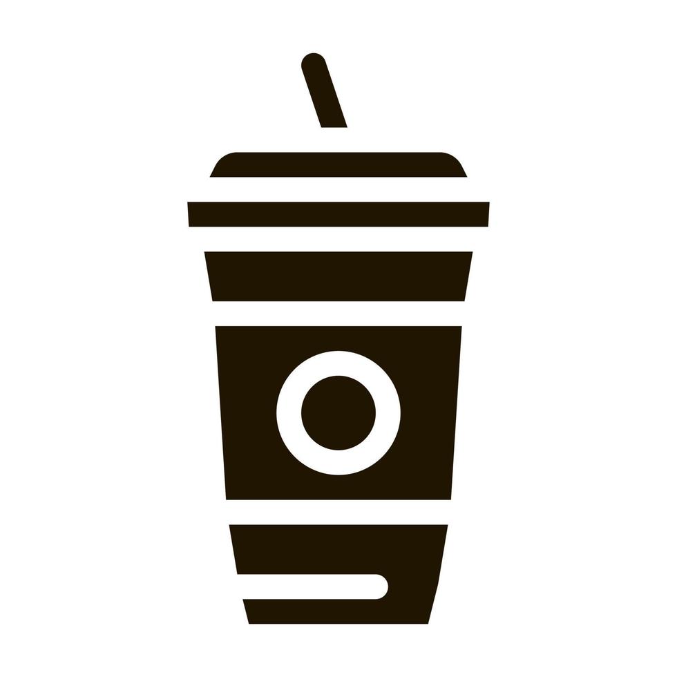 bebida con paja icono vector glifo ilustración