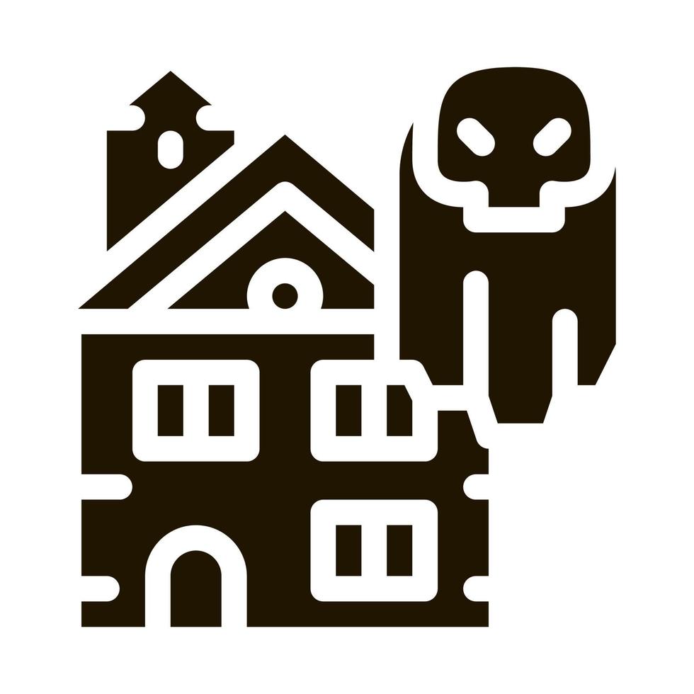 casa con fantasmas icono vector glifo ilustración