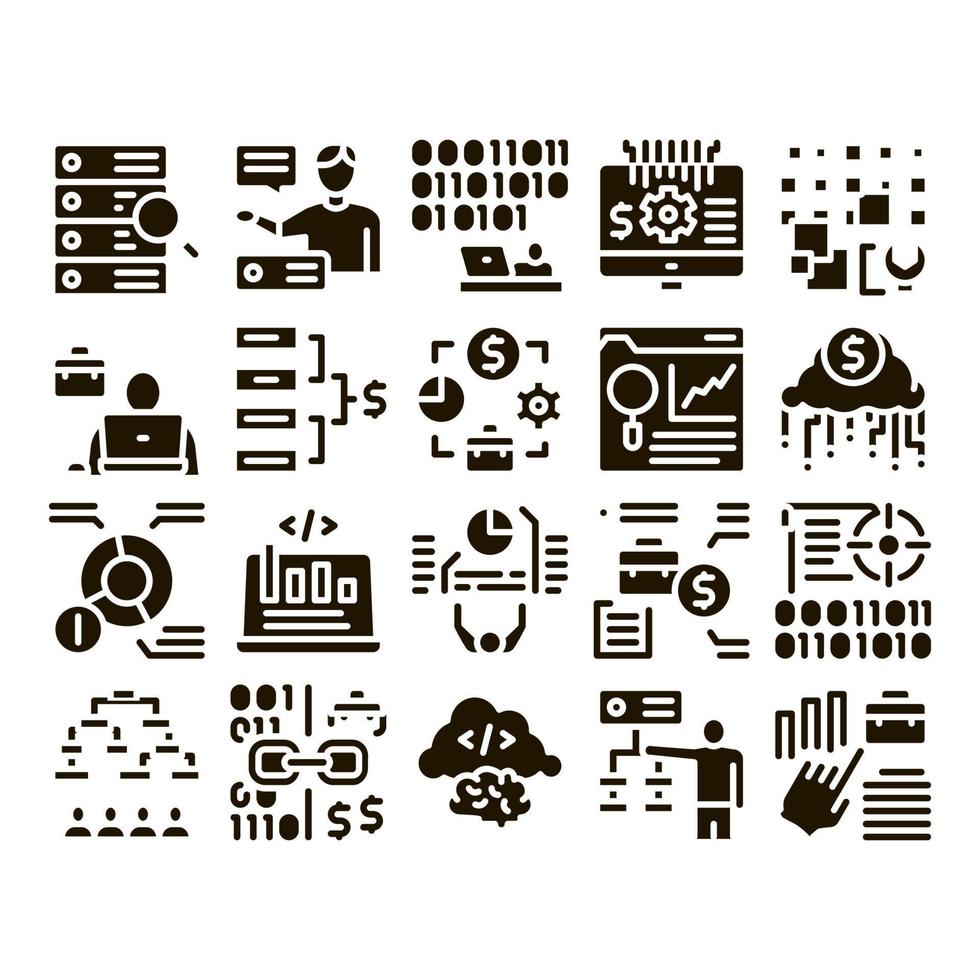 Data Scientist Worker Glyph Set Vector