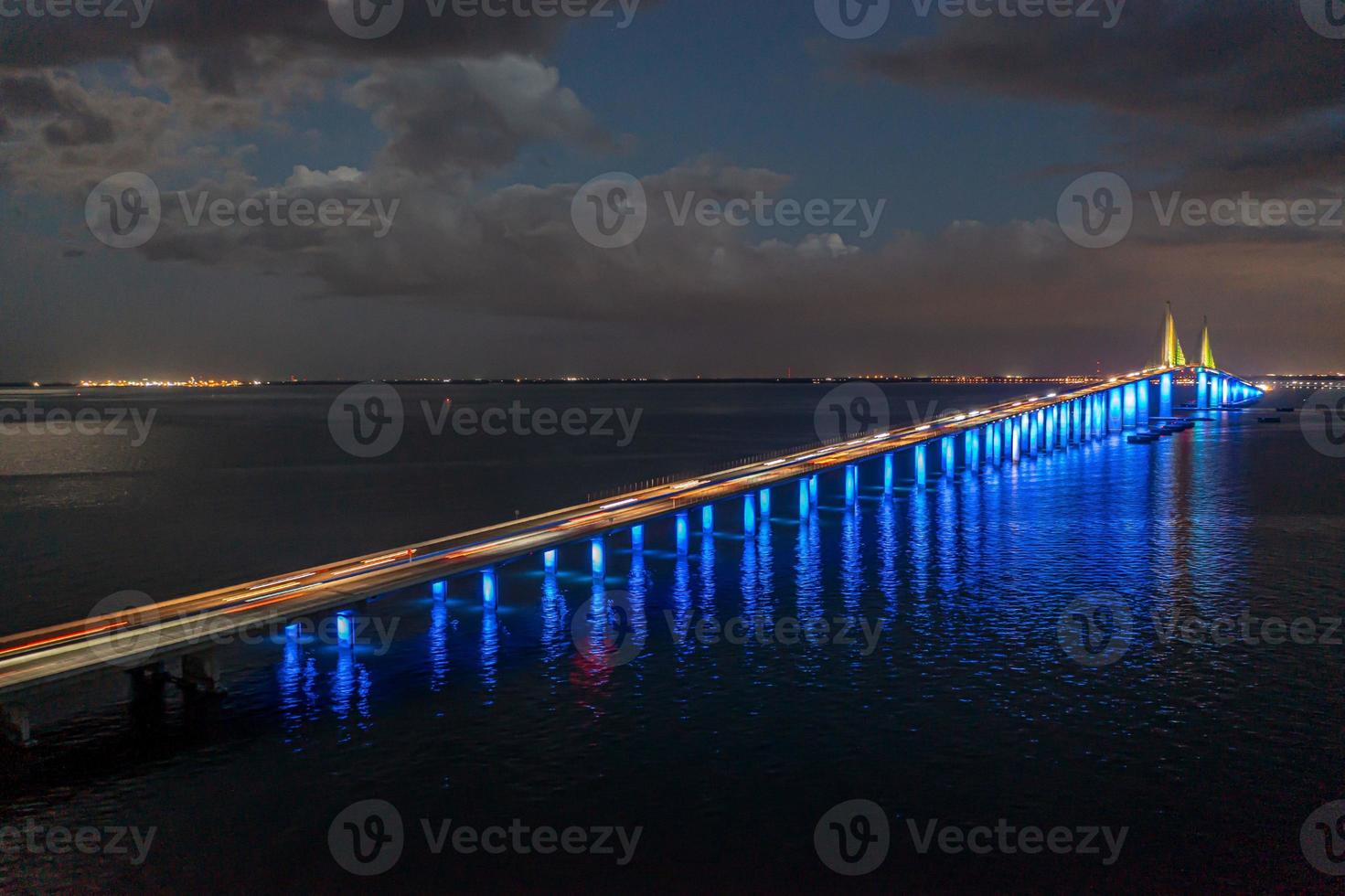 Drone panorama of Sunshine Skyway Bridge over Tampa Bay photo