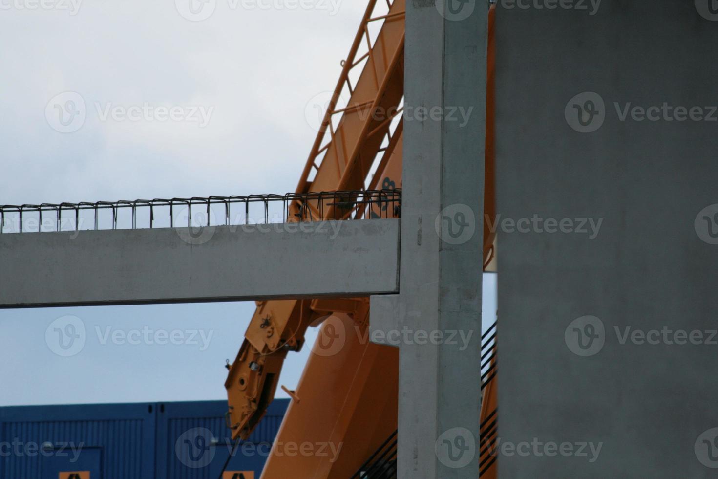 Precast concrete elements on construction site photo