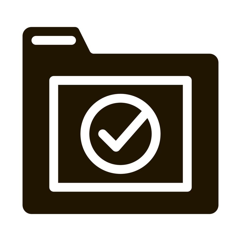 Computer Folder With Approved Mark glyph icon vector