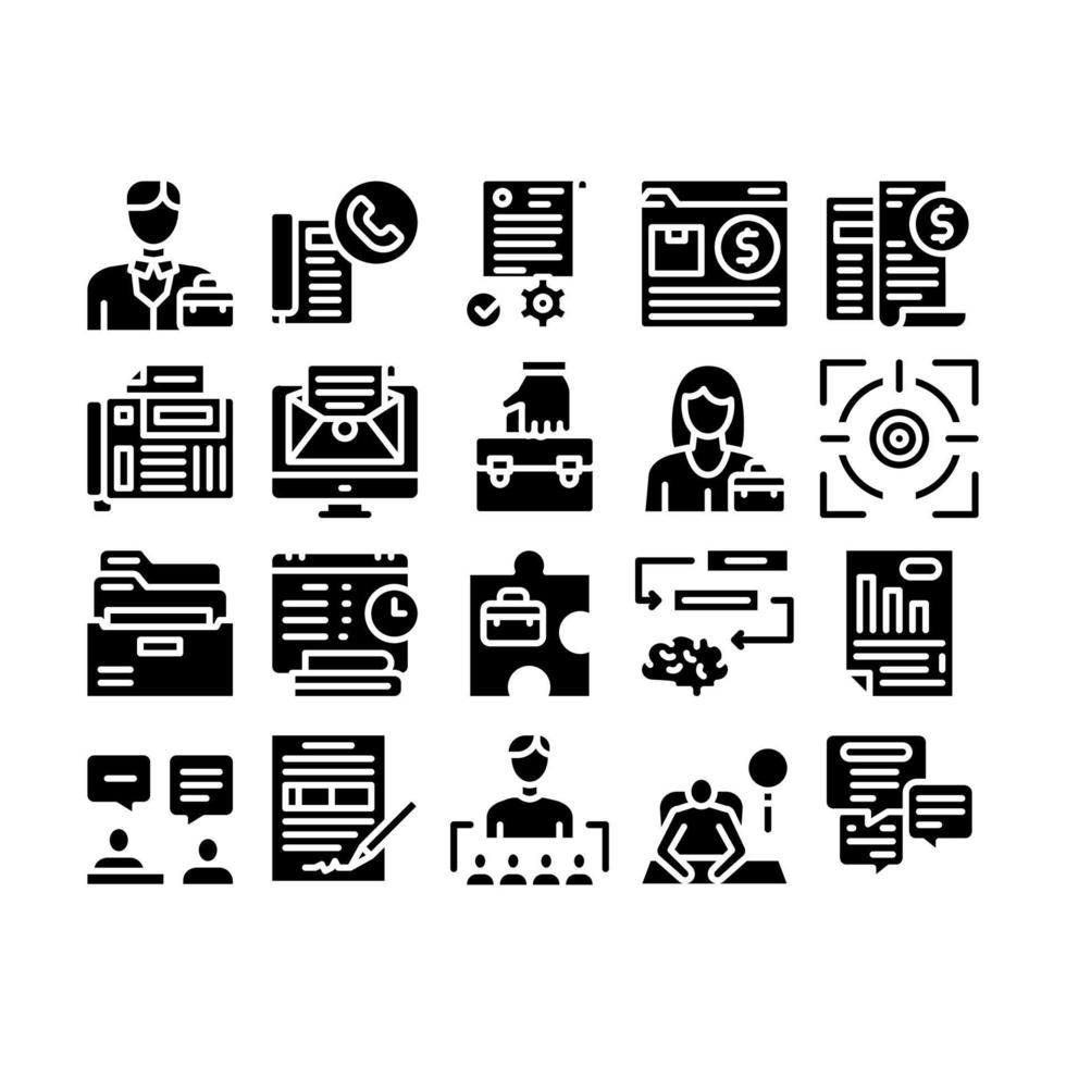 Administrator Business Glyph Set Vector Illustration