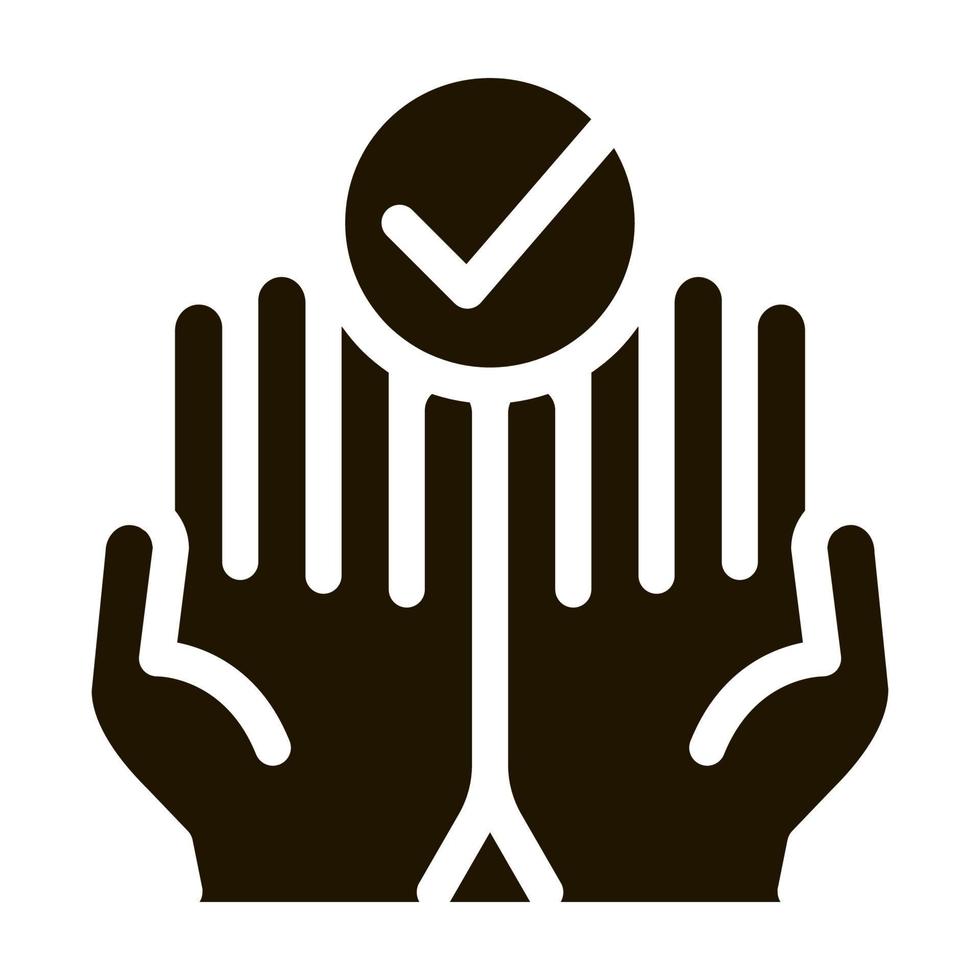 Hands Fingers Palms Up Approved Mark glyph icon vector