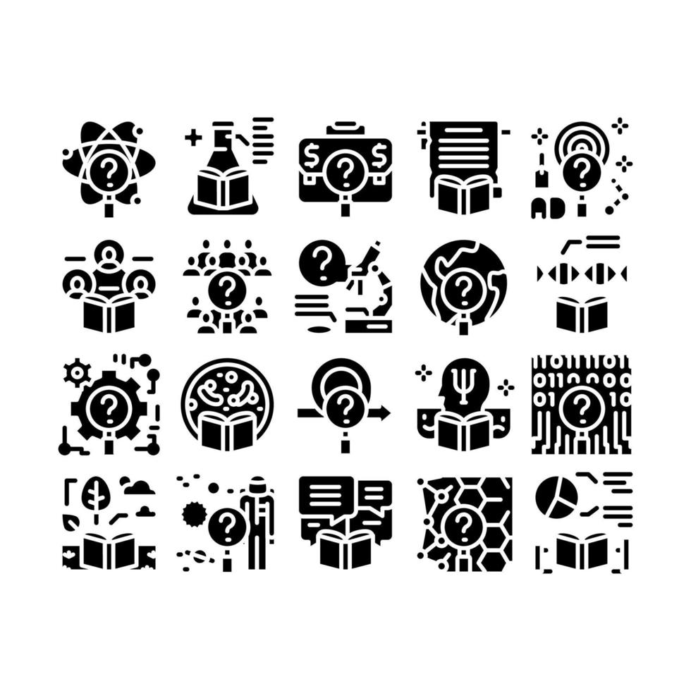 Researcher Business Glyph Set Vector Illustration