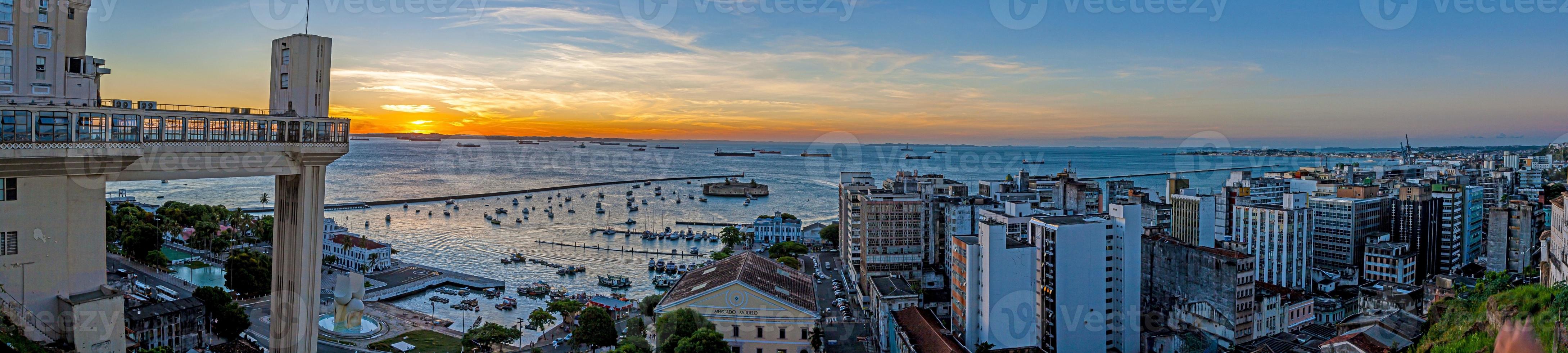 Panoramic image of the port of the Brazilian city of Salvador de Bahia photo