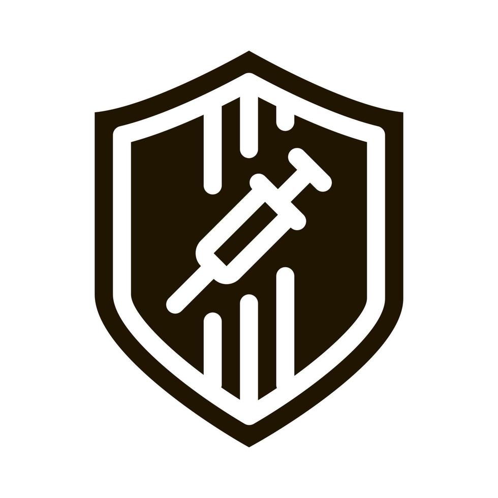 ilustración de glifo de vector de icono de protección de inyección
