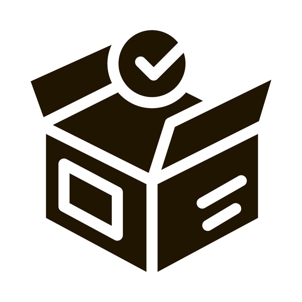 Opened Carton Box Approved Element glyph icon vector