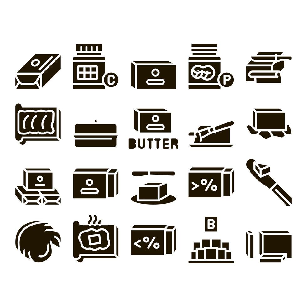 Butter Or Margarine Glyph Set Vector