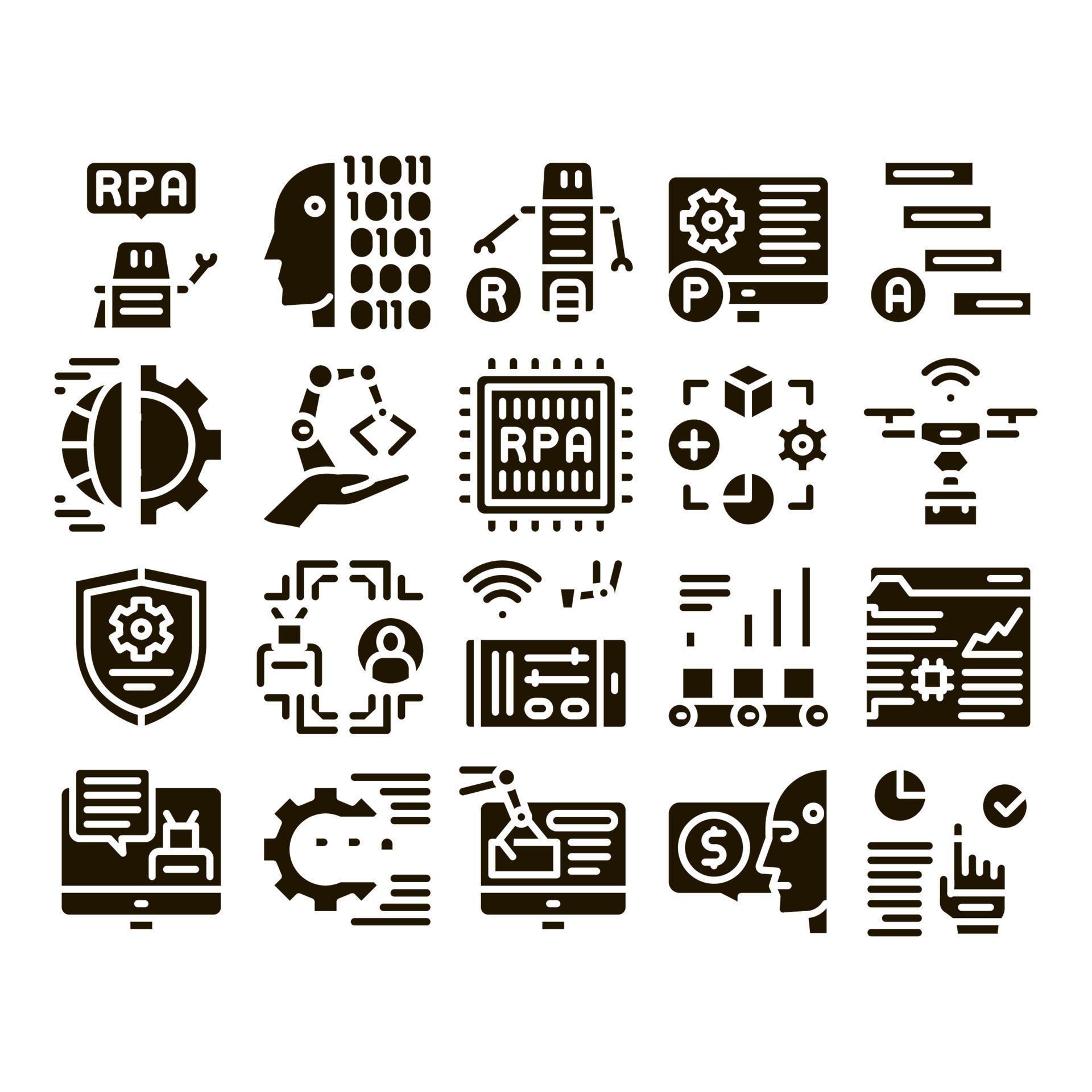 Rpa Robotic Process Automation Icons Set Vector 17510789 Vector Art at ...