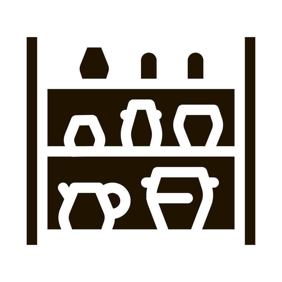 cupboard with clay products icon Vector Glyph Illustration