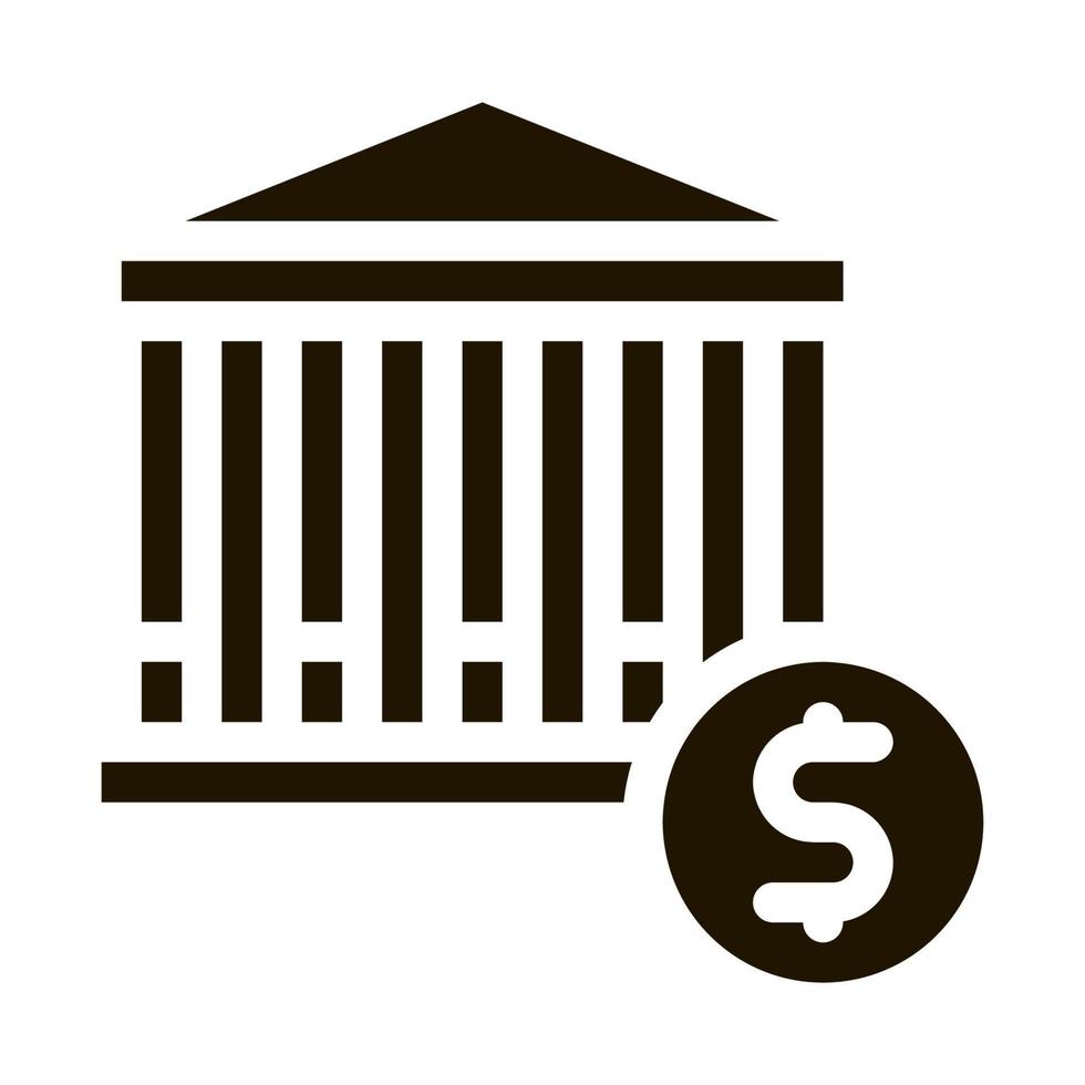 Financial Building And Dollar Coin glyph icon vector