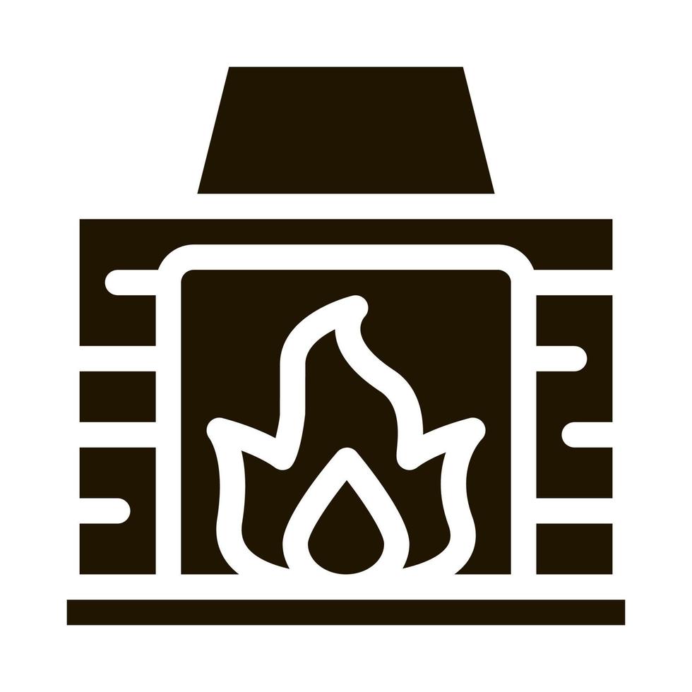 Fireplace With Fire Flame Heating Equipment Vector