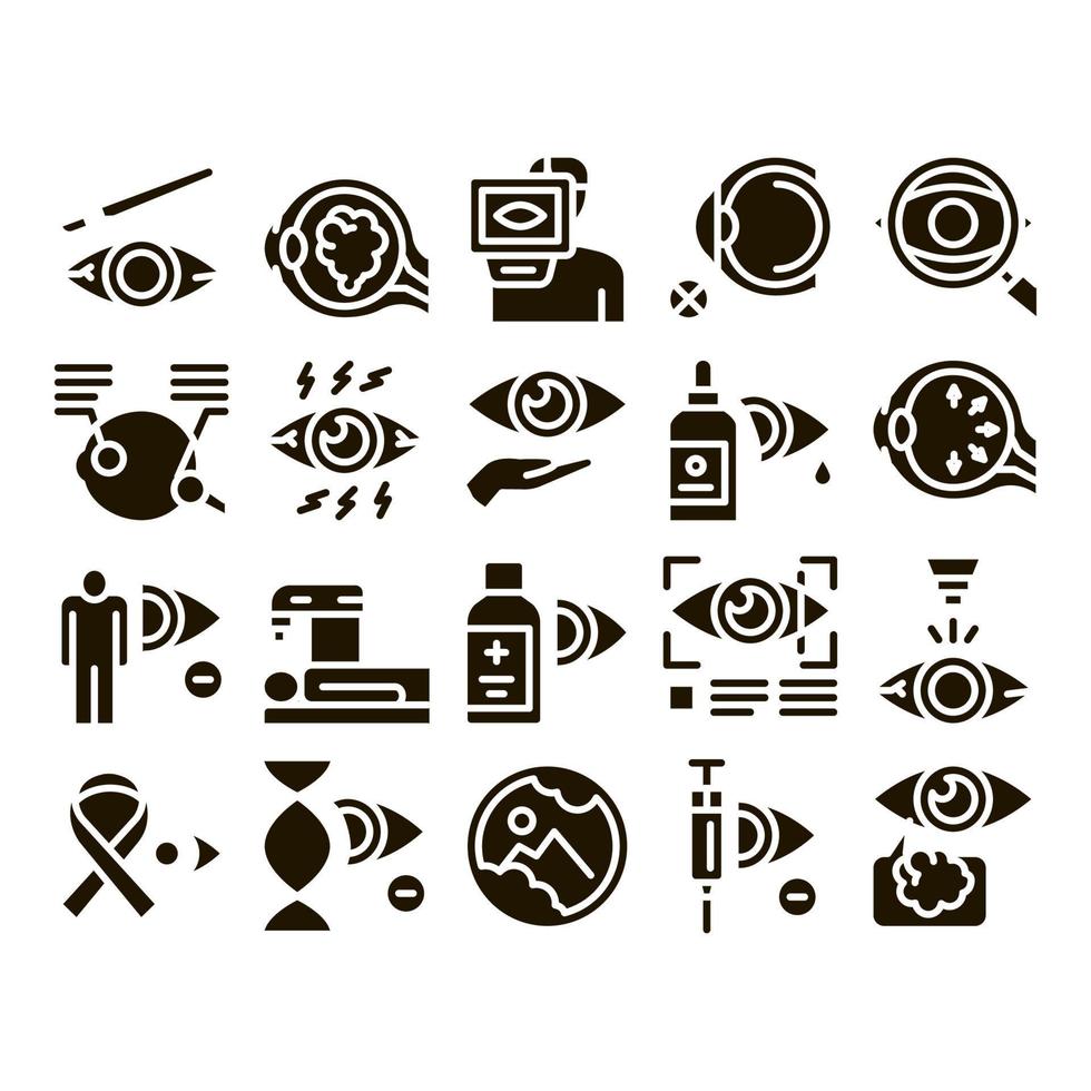 Glaucoma Ophthalmology Glyph Set Vector