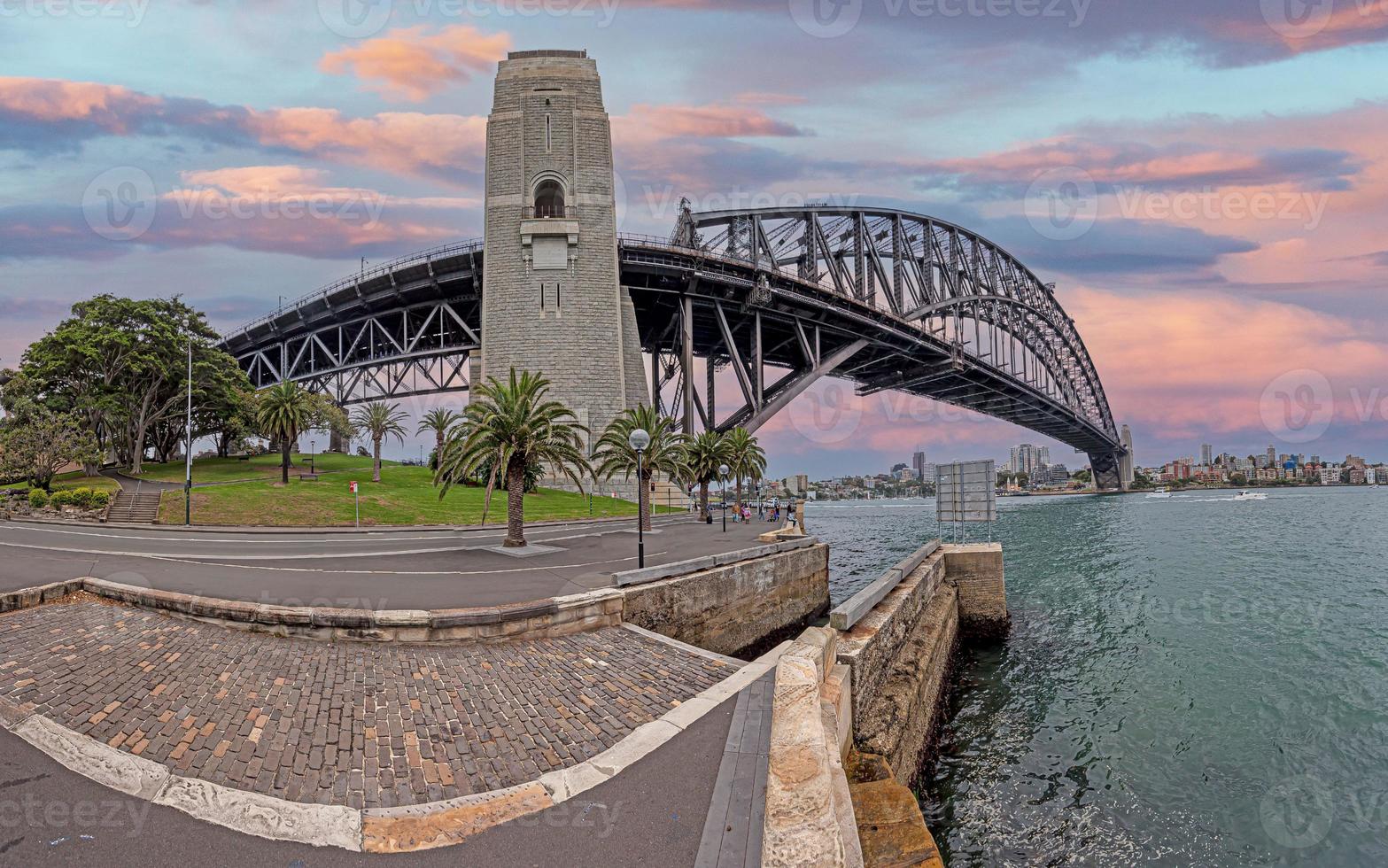 Panoramic view of Sydney Harbor with Harbor bridge photo