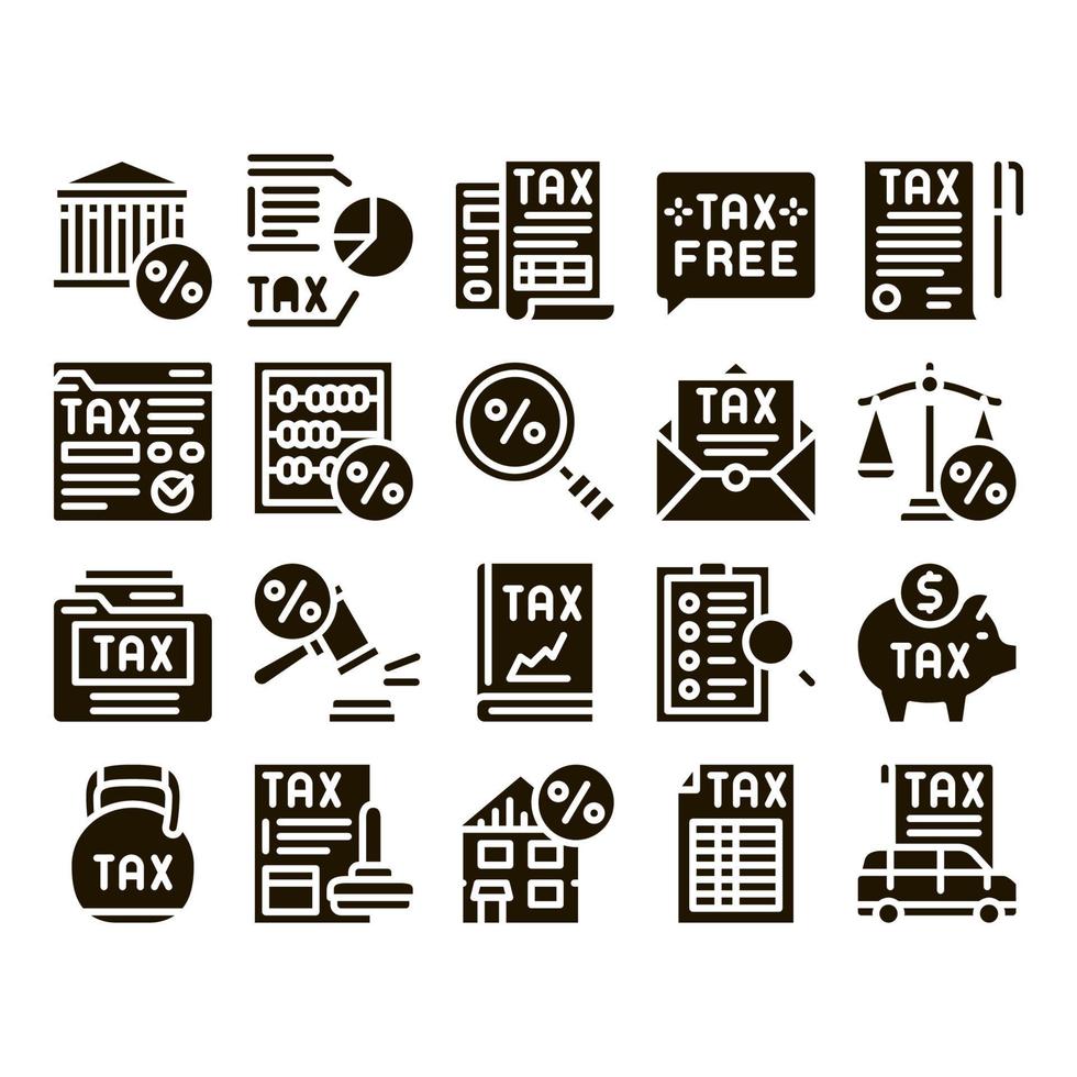 Tax System Finance Glyph Set Vector