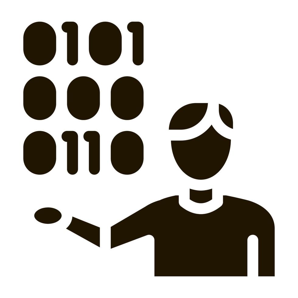 Human Binary Code Icon Vector Glyph Illustration