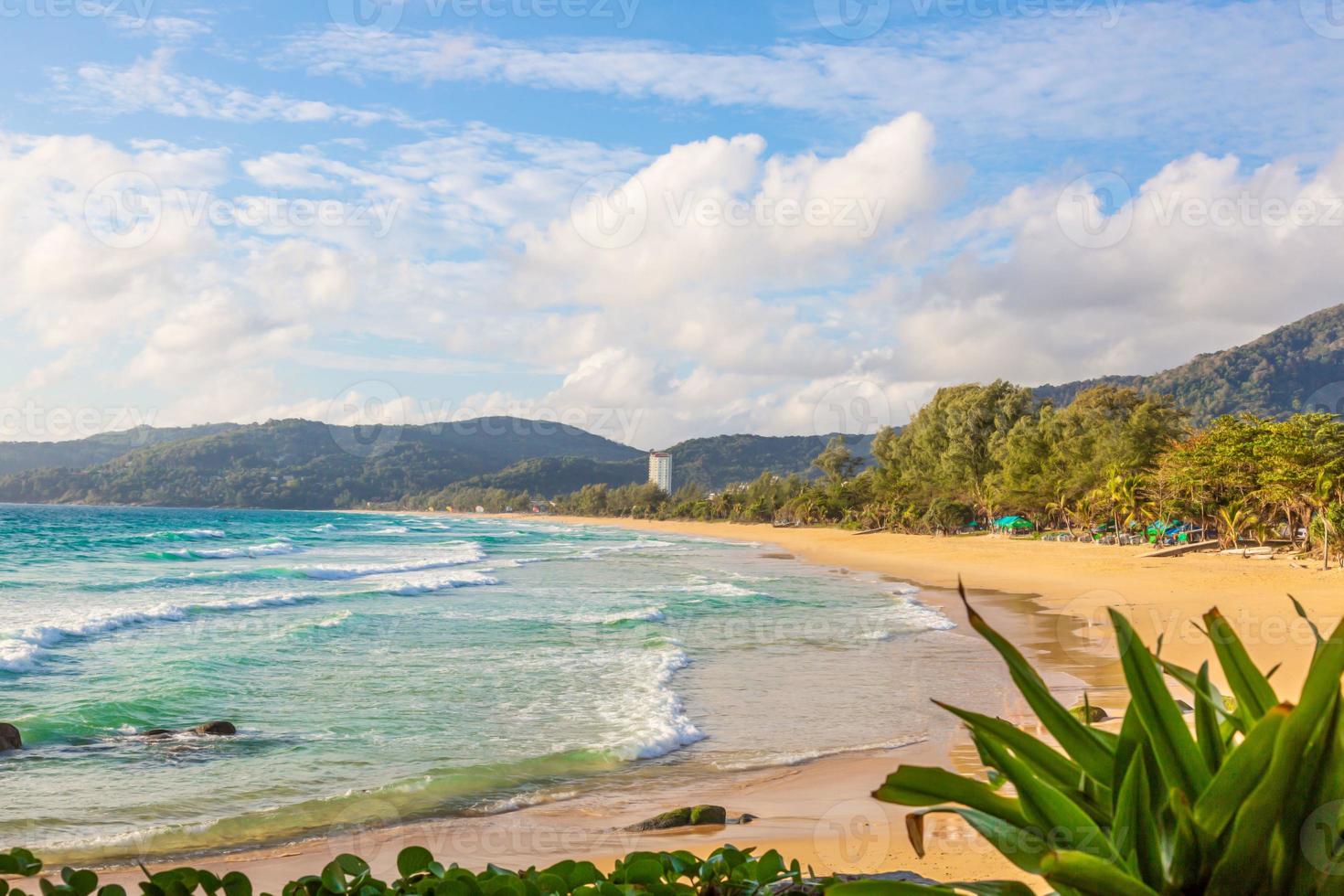 Panoramic picture of empty Kamala beach on Phuket in Thailand in summer photo